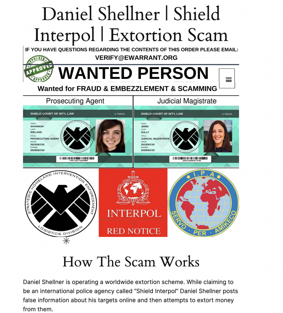 Interpol Scam Daniel Shellner Interpol Scam
